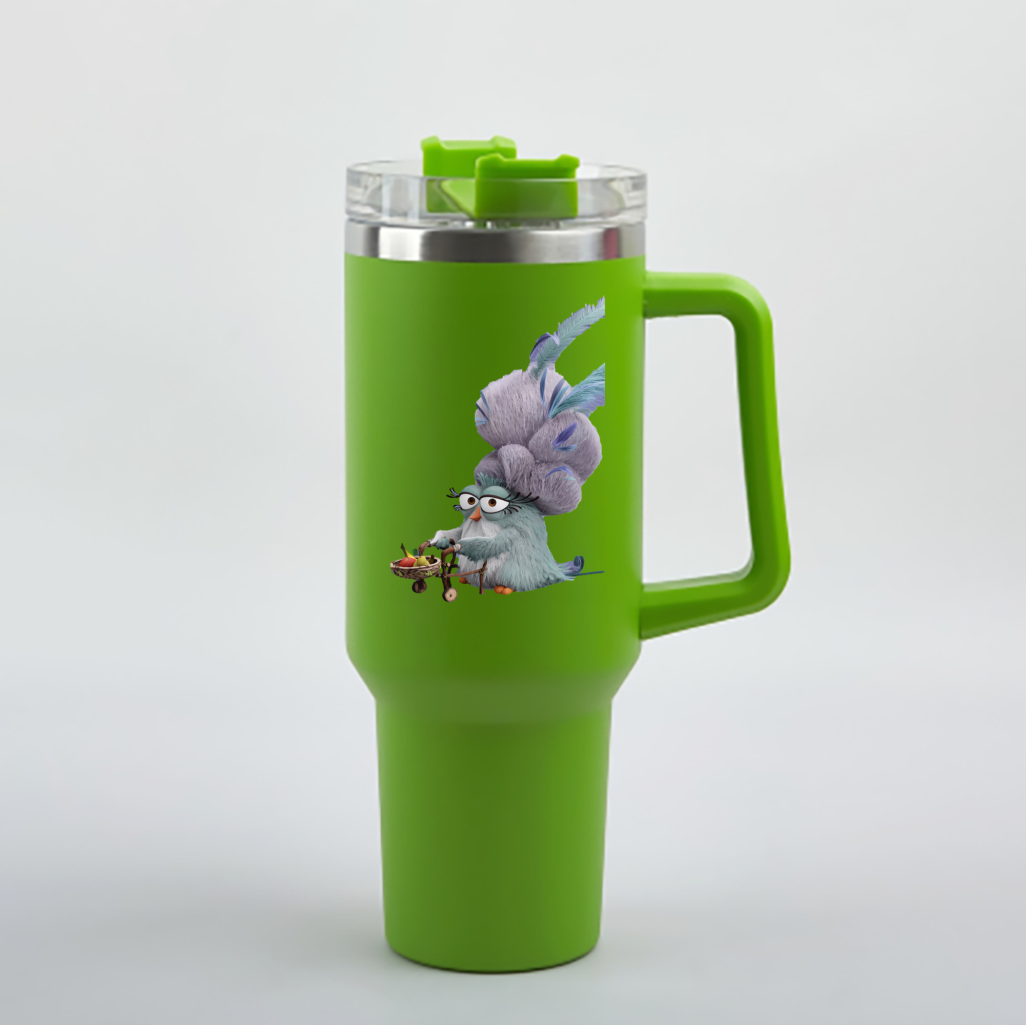 （画像用） Angry Birds アングリーバード 1200mL車用タンブラー - クリスタルステッカー（プラスチックストロー付き）